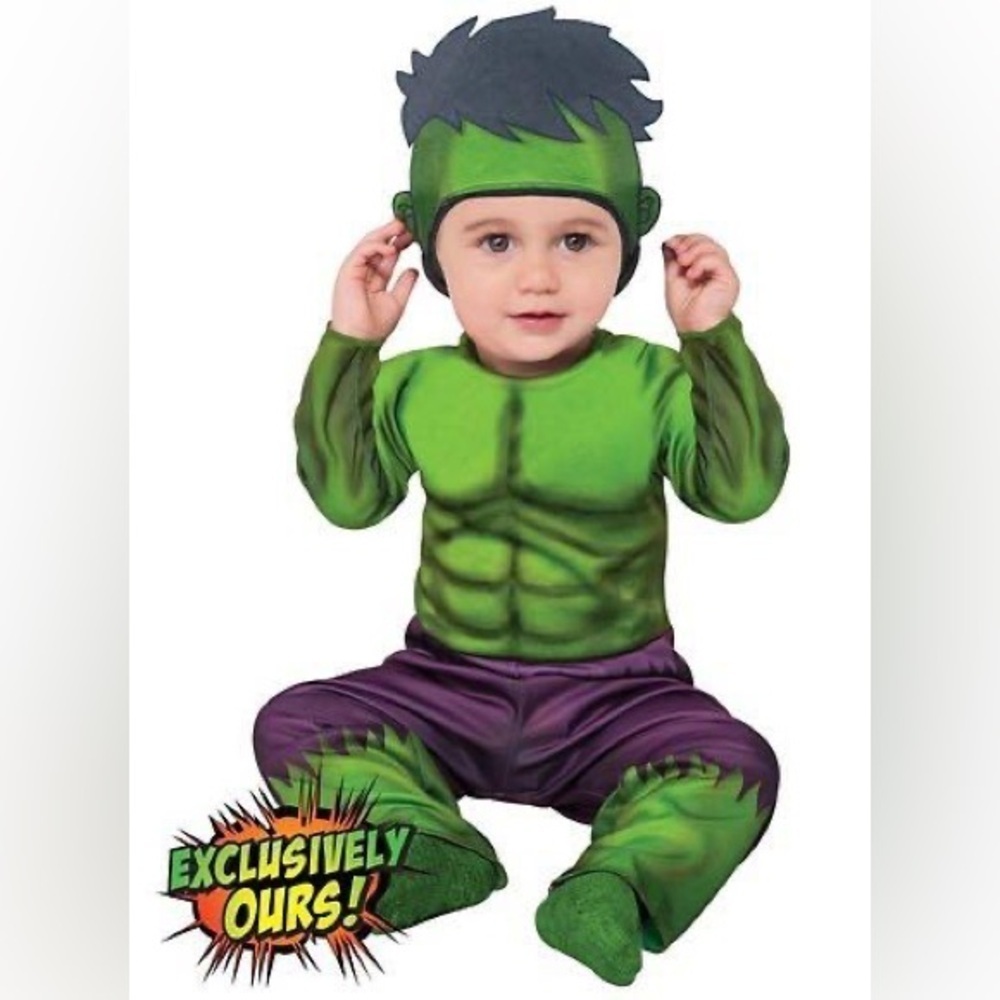 Kids Green and Purple Superhero HULK Costume - Picture 6 of 11